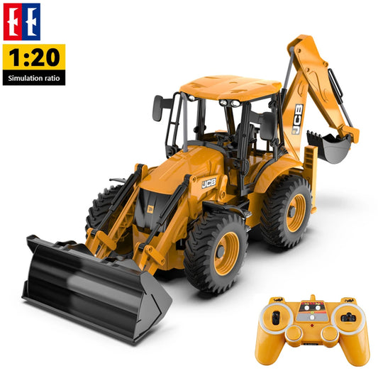 Double E E589 RC Excavator 1/20 2.4G 11CH Remote Control Cars Trucks Backhoe Loader Light Sound Construction Truck JCB Model.