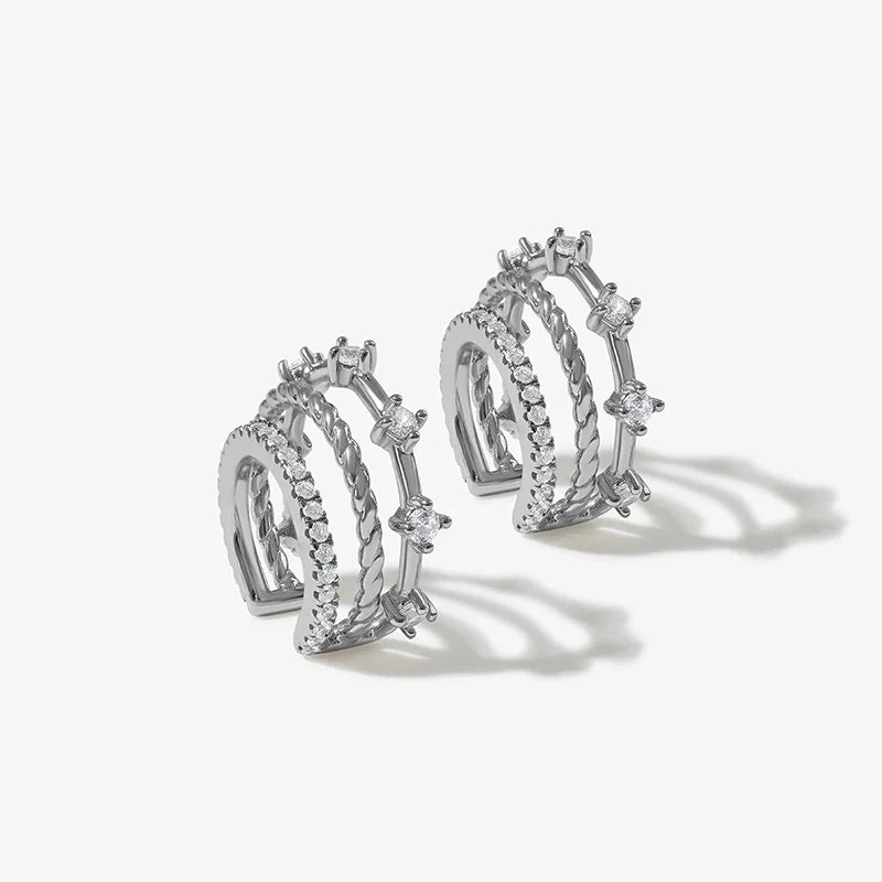 Crmya Classic Earrings for Women Zirconia Gold-plated Ear Cuff Stud Hoop Earrings Women Party Jewelry Accessories Wholesale