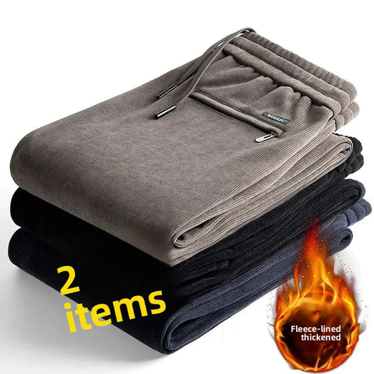 Herren-Freizeithose, verdickt, gerades Bein, warm, Herbst-Winter-Oberbekleidung, modisch, vielseitig, lockere Passform, sportlicher Stil