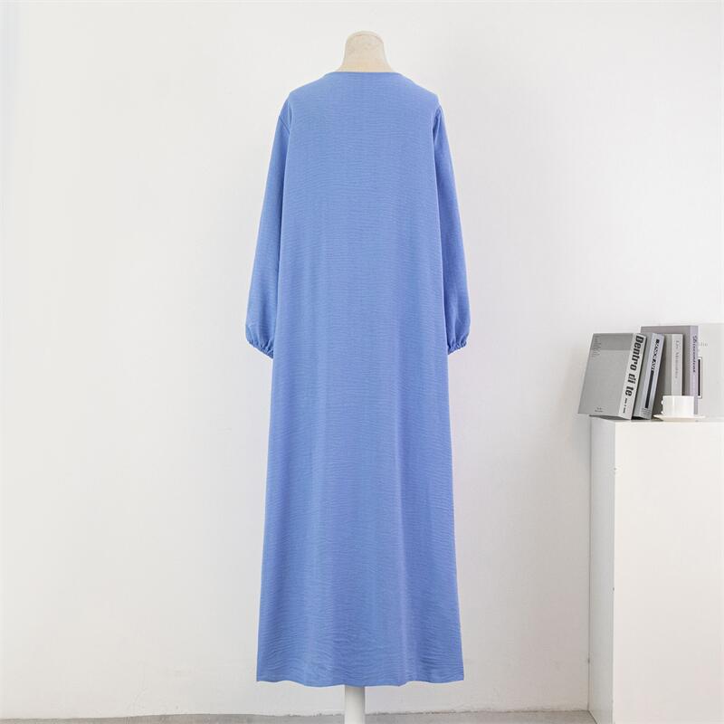 Women Loose Maxi Dresses Muslim Dress Spring Autumn Female Full Sleeve Casual Solid Pockets Robe Long Dresses Mujer Vestidoes.
