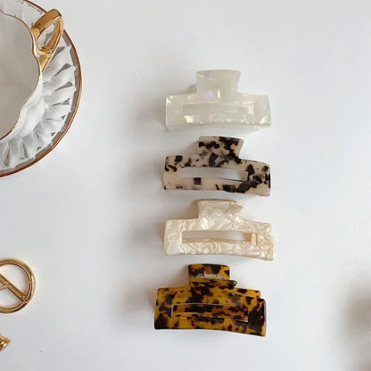 Muweordy New Acetate Claw Clip Leopard Hair Claw Large Geometric Hollow Square Crab Hair Clip  for Women Girl Hair Accessories.