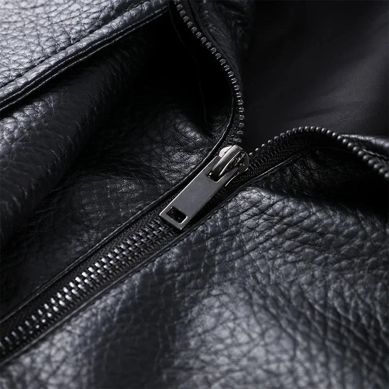 Street PU Leather Loose Jacket Women Fashion Solid Full Sleeve Stand Collar Single Breasted Coats Female 2025 Autumn Lady Coat.