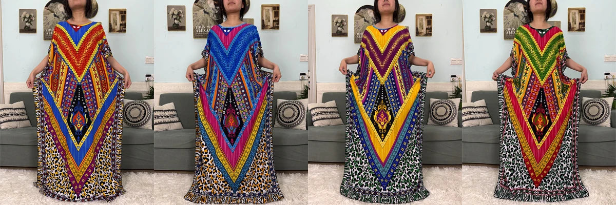 Muslim 2025 New Fashion Sets Abayas For Women Cotton Printed Loose Fit Femme Robe Afircan Islam Dress With 160x80cm Shawl Scarf.