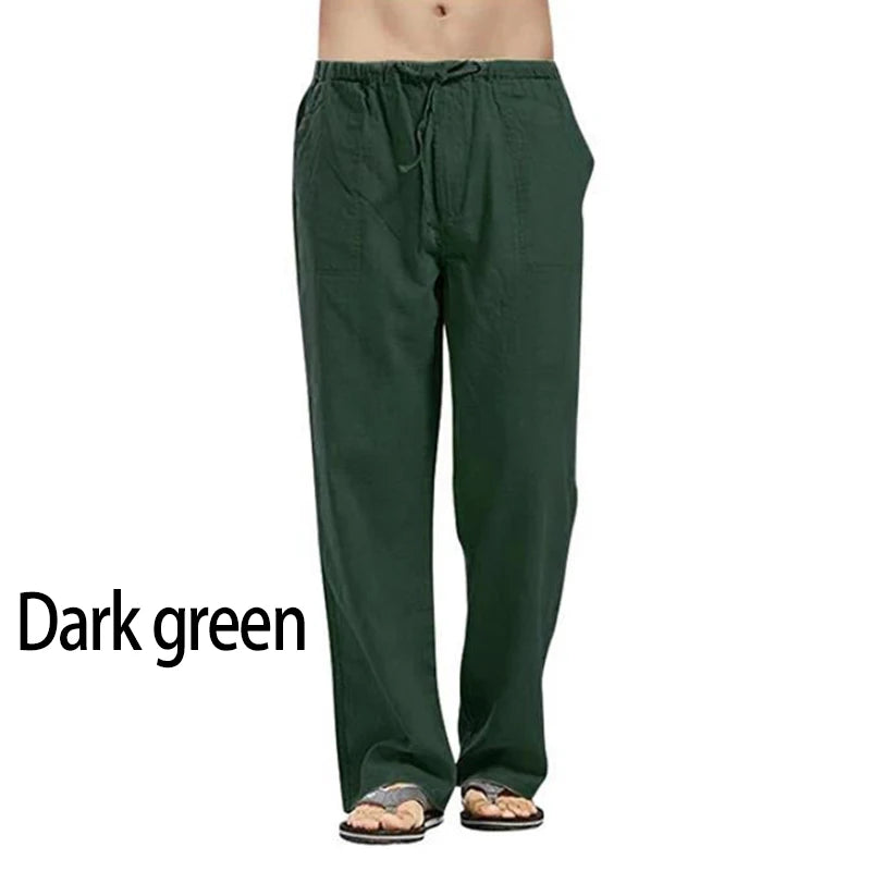 Spring Linen Wide Men Pants Korean Trousers Oversize Cotton Streetwear Male New Yoga Pants Casual Men Clothing Sweatpants.