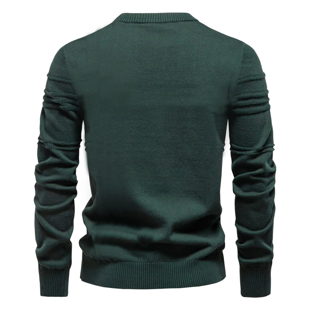 AIOPESON Mens Crewneck Pullover Sweater Knitted Cotton Stripped Quality Autumn Winter Warm Sweaters for Men.