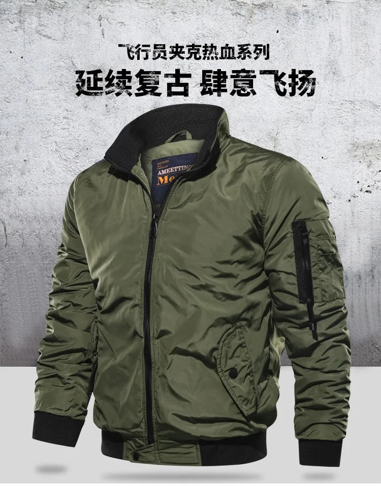 2025 Men's Fashion Cotton Warm Jackets Slim Fit Bomber Jacket  Autumn Winter Outdoor Casual Long Sleeve Warm Coats for Men 5XL.