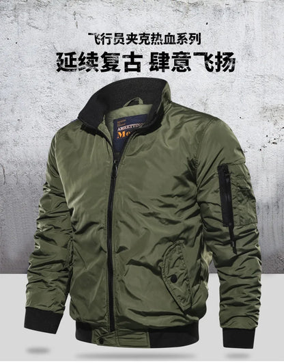2025 Men's Fashion Cotton Warm Jackets Slim Fit Bomber Jacket  Autumn Winter Outdoor Casual Long Sleeve Warm Coats for Men 5XL.