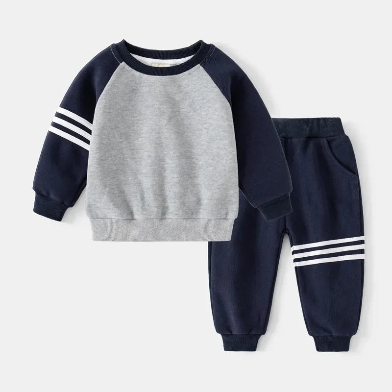 New Spring Autumn Children Clothes Set Color Patchwork Kids Boys Two-Piece Sets Children Boy Casual Tracksuit Outfits Tops Pants.