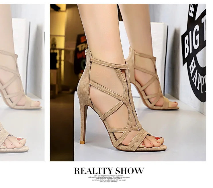 BIGTREE Shoes Roman Style High Heels Woman Pumps Stiletto Heels 11 Cm Women Heels Sexy Party Shoes Hollow Out Women Sandals 2025.