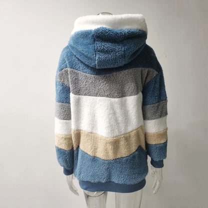 Wintermode Damenmantel 2025, mit Kapuze und Reißverschluss, Damenjacke, gespleißt, dicker Kaschmir, Damenjacke, Nähte, karierte Damenmäntel