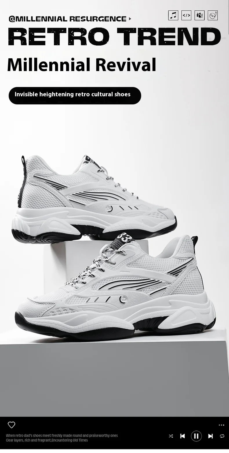 6CM Man Hidden Elevator Shoes Breathable Mesh Sneakers Anti-Slip Thick Sole Comfortable Casual Athletic Sports for Men Non-Slip.