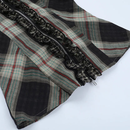 Summer Women Short Sleeve Crop Shirt Gyaru Plaid Blouse Coquette Y2k 2000s Tops Design Gyaru Harajuku Vintage Tide New In 2025.