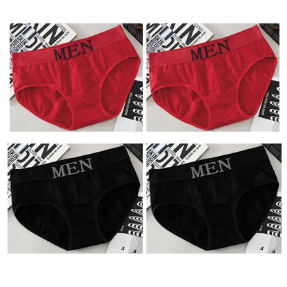 4pcs Mens Sexy Briefs Teenager Sport Underwears Plus Size Fat Men's Underpant Panties Students Breathable Fashion Casual Panties.