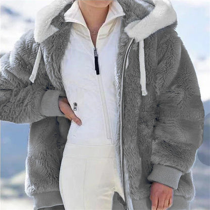 Women Winter Warm Faux Fur Jacket Plush Coat New Casual Hooded Fashion Zipper Soft Fleece Cashmere Jackets Female Thick Clothing.