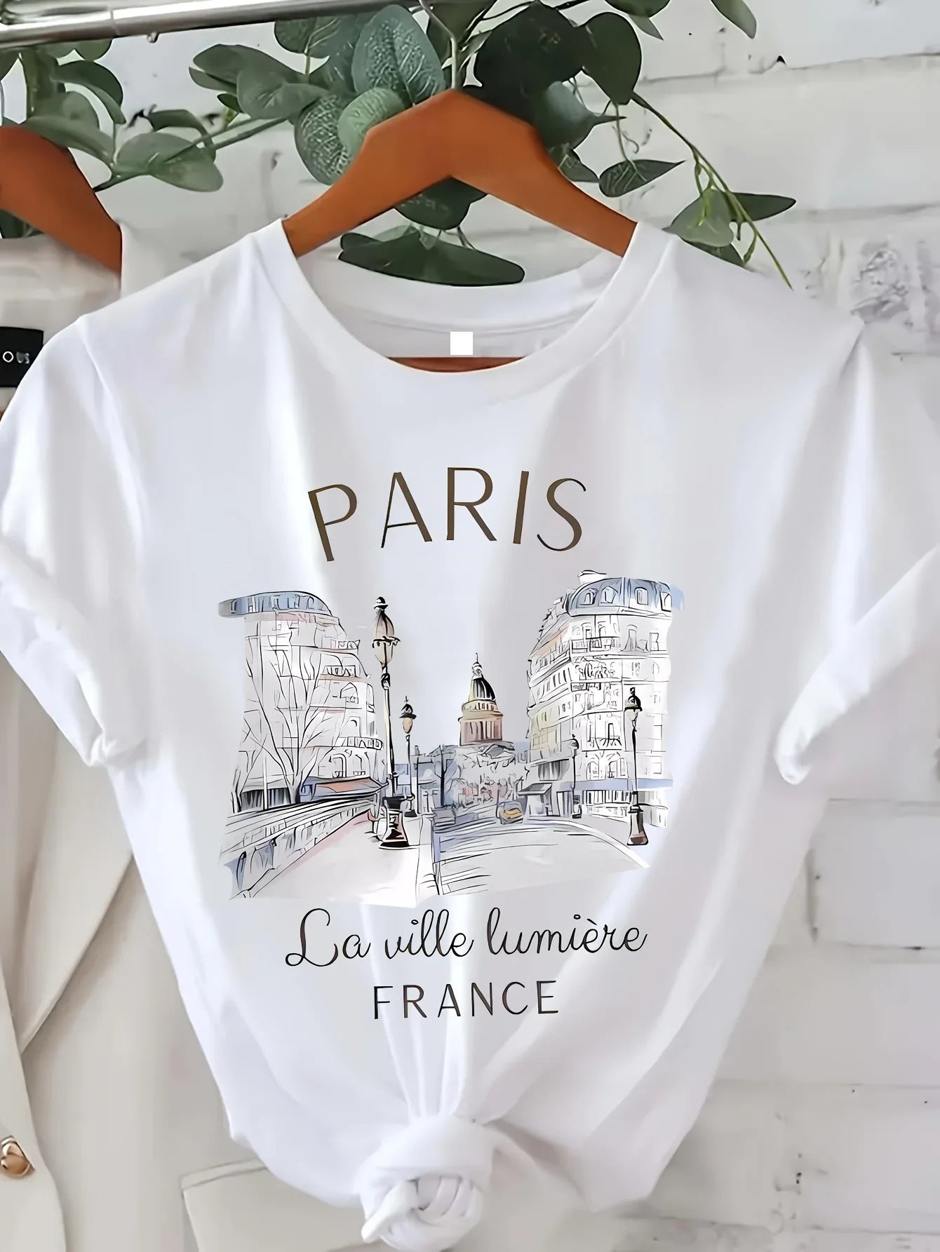 90er Jahre T-Shirt Paris Damen Print T-Shirt Mädchen Kurzarm Rundhalsausschnitt Casual Top für Sommer Frühling Damenbekleidung