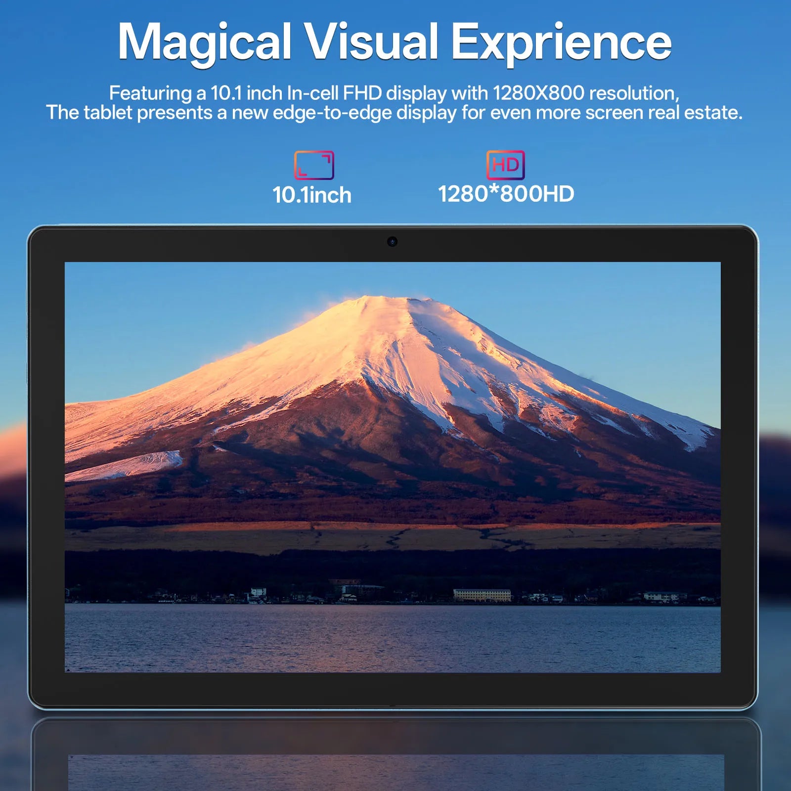 New BAKEN 10-inch Android 15 tablet with 64GB storage, keyboard, leather case, stylus, mouse, Wi-Fi, GPS, Bluetooth.