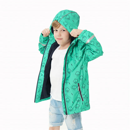 HONEYKING Children's Raincoat Suit Baby Waterproof Overalls Toddler Pants Girl Jumpsuit Rainwear Boy's Jacket And Trousers Set.
