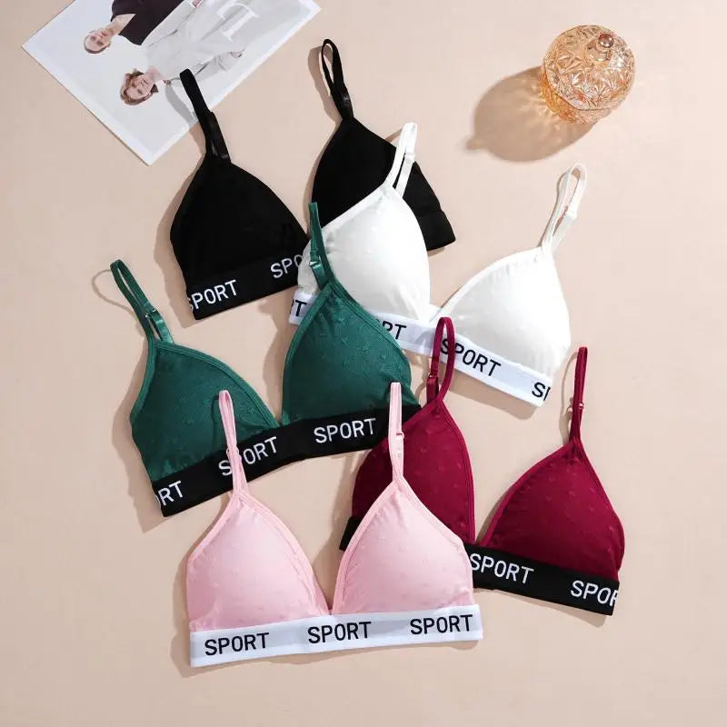 3Pcs/Set Women's Sexy Lace Bras Seamless Letter Deep V Adjusted-Straps Underwear Fashion Cozy Breathable Intimate Lingerie 2025.
