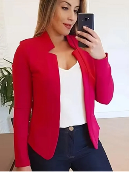 Strickjacke einfarbig lang ärmel ige Damen elegante Anzug Jacke täglich Büro Mode Straße Herbst Slim Fit Top.