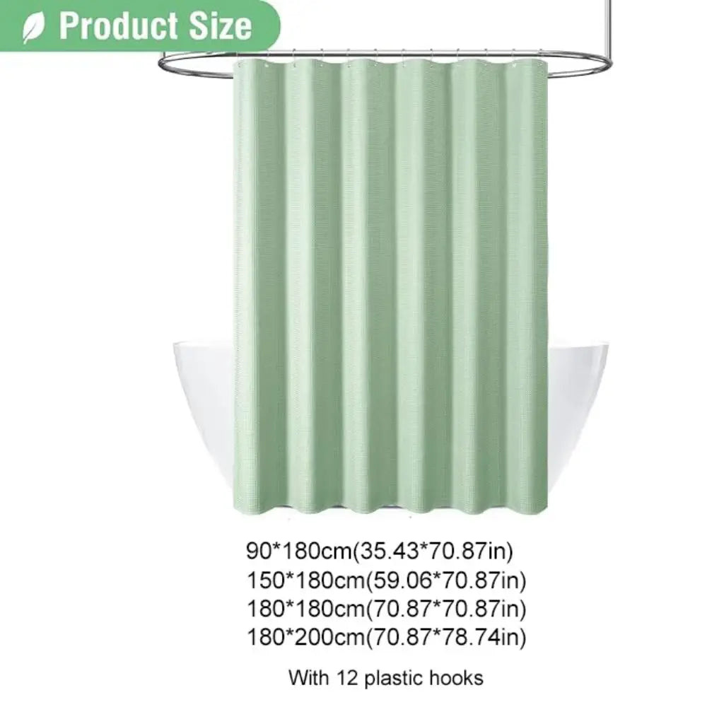 Wasserdichter, schlichter Waffel-Duschvorhang, schimmelresistent, einfarbig, Schattierungsvorhang, Polyester mit Haken, Badezimmer-Trennvorhang