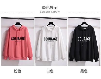 175 kg Plus Size Damen Büste 170 Frühling Herbst Lose Brief Kapuzenpullover Sweatshirt Schwarz Rot Weiß 4XL 5XL 6XL 7XL 8XL 9XL