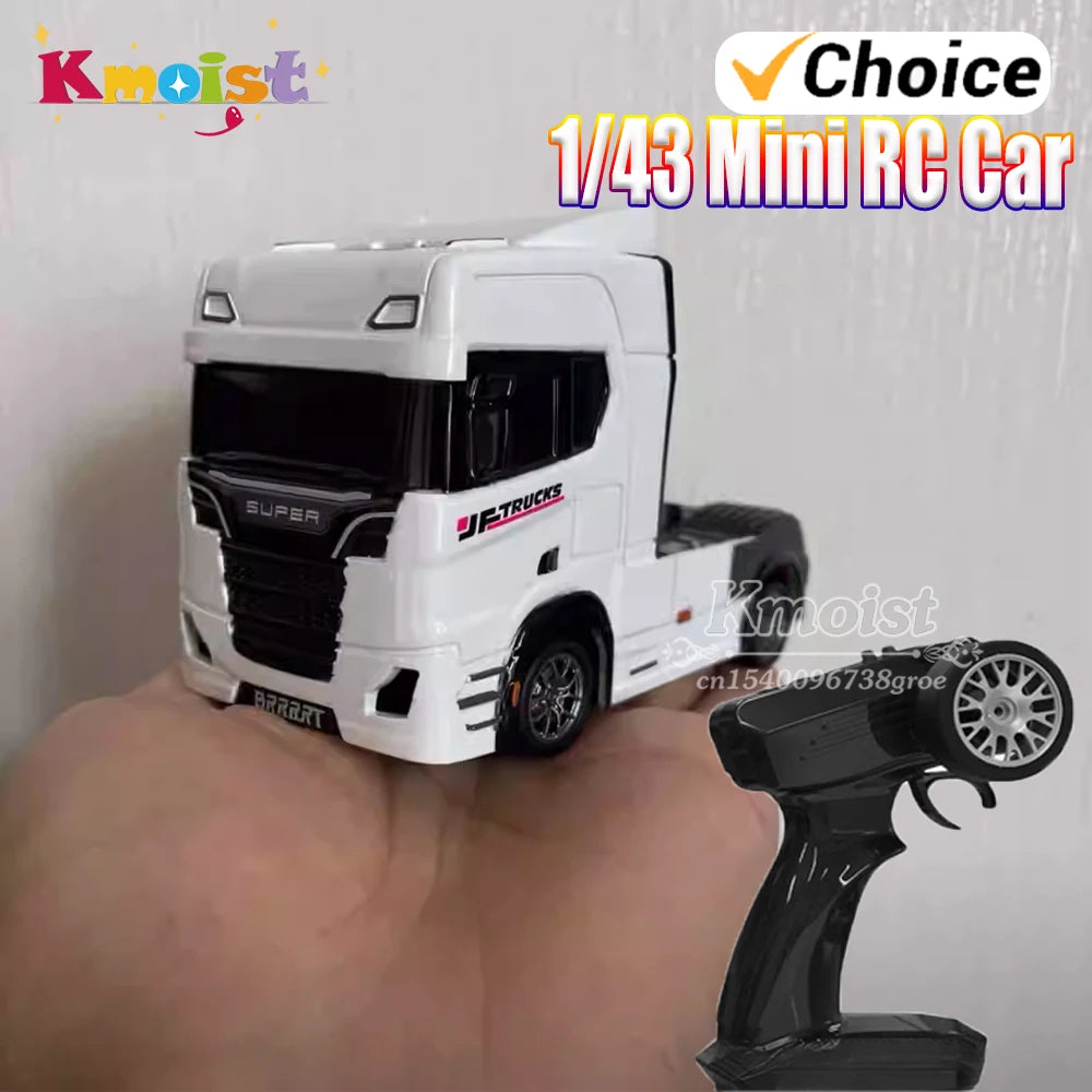 1/43 Mini RC Car Remote Control Trailer Truck Drift Desktop Toy Indoor Racing Vehicle Toys for Boys Kids Christmas Gifts.