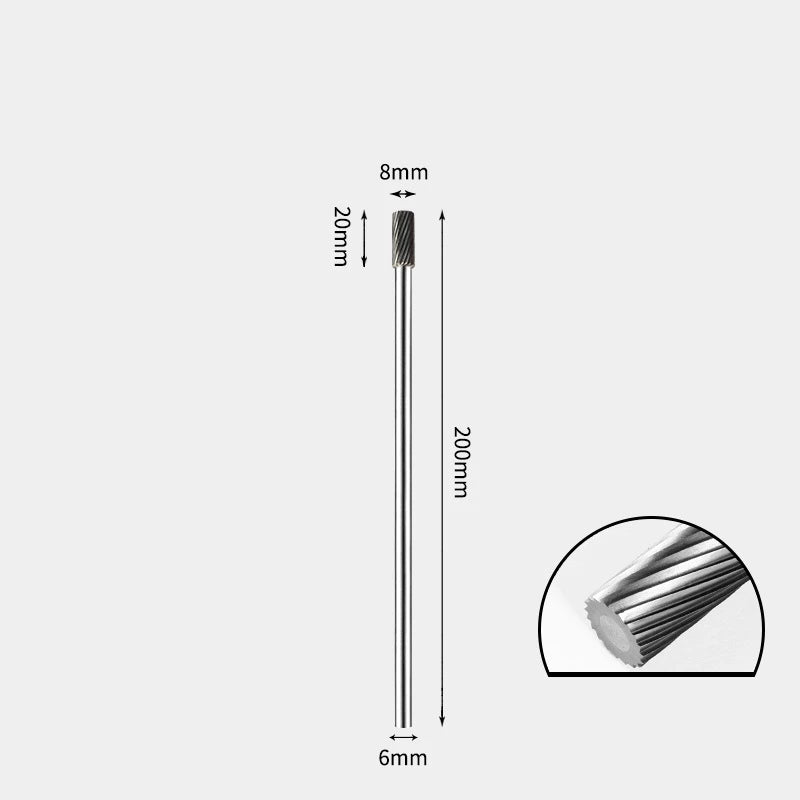 Hartmetallfräser, Wolframstahl-Schleifkopf, zylindrisch 6 mm, AE AX AX Metallfräser