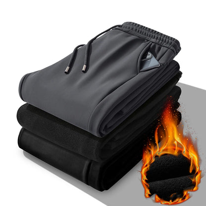 M-9XL Plus Velvet Trousers Men's Plus Size Autumn and Winter Thickened Casual Sports Pants Fat Mid-high Waist Solid Color Pants.