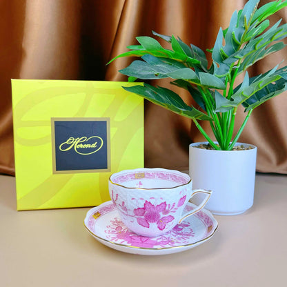 Flower Basket Coffee Cup and Saucer Set Ceramic Cup Saucer Gift Box Bone China Afternoon Tea Pastoral Flower Home Drinkware