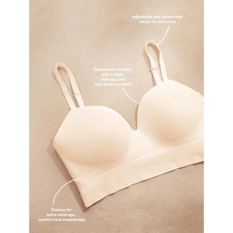 Women's Sexy Body Shaping Plus Size Fixed Cup Bra Supporting Traceless Underwear Comfortable Gather-up Wireless Bra.