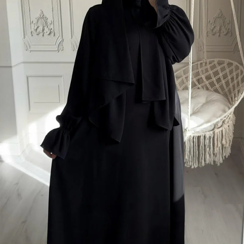 2024 Spring Muslim Modest Dress for Women Eid Arabic Femme Hijab Abaya Dubai 2 Pieces Islamic Long Sleeve Turkey Robe clothing.