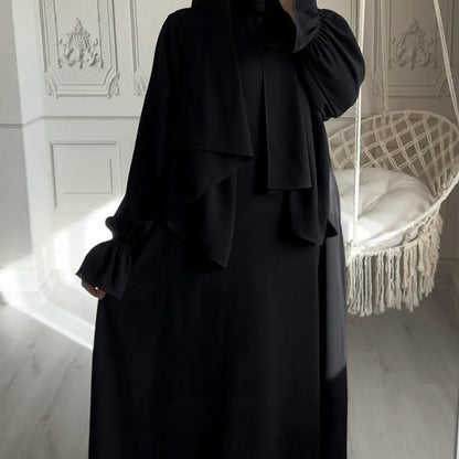 2024 Spring Muslim Modest Dress for Women Eid Arabic Femme Hijab Abaya Dubai 2 Pieces Islamic Long Sleeve Turkey Robe clothing.