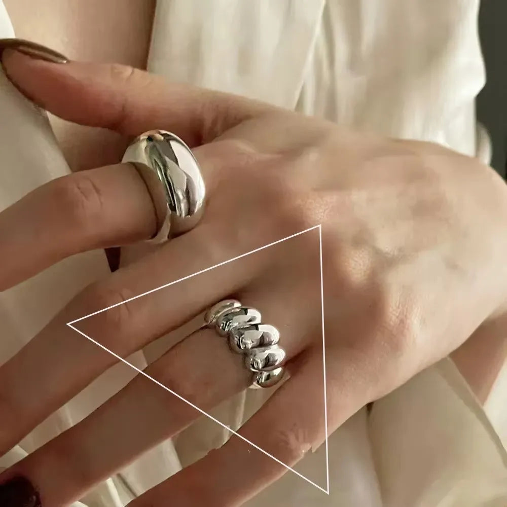 VENTFILLE 925 Sterling Silver Irregular Design Wave Golden Stackable Finger Rings Trendy Adjustable For Women Gifts Dropshipping