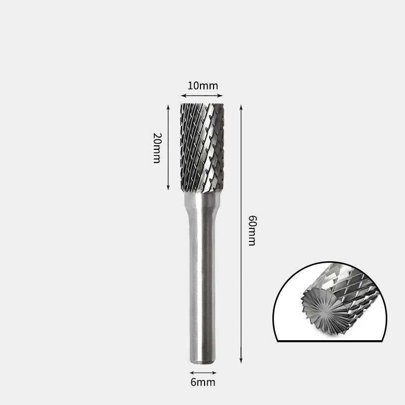Hartmetallfräser, Wolframstahl-Schleifkopf, zylindrisch 6 mm, AE AX AX Metallfräser
