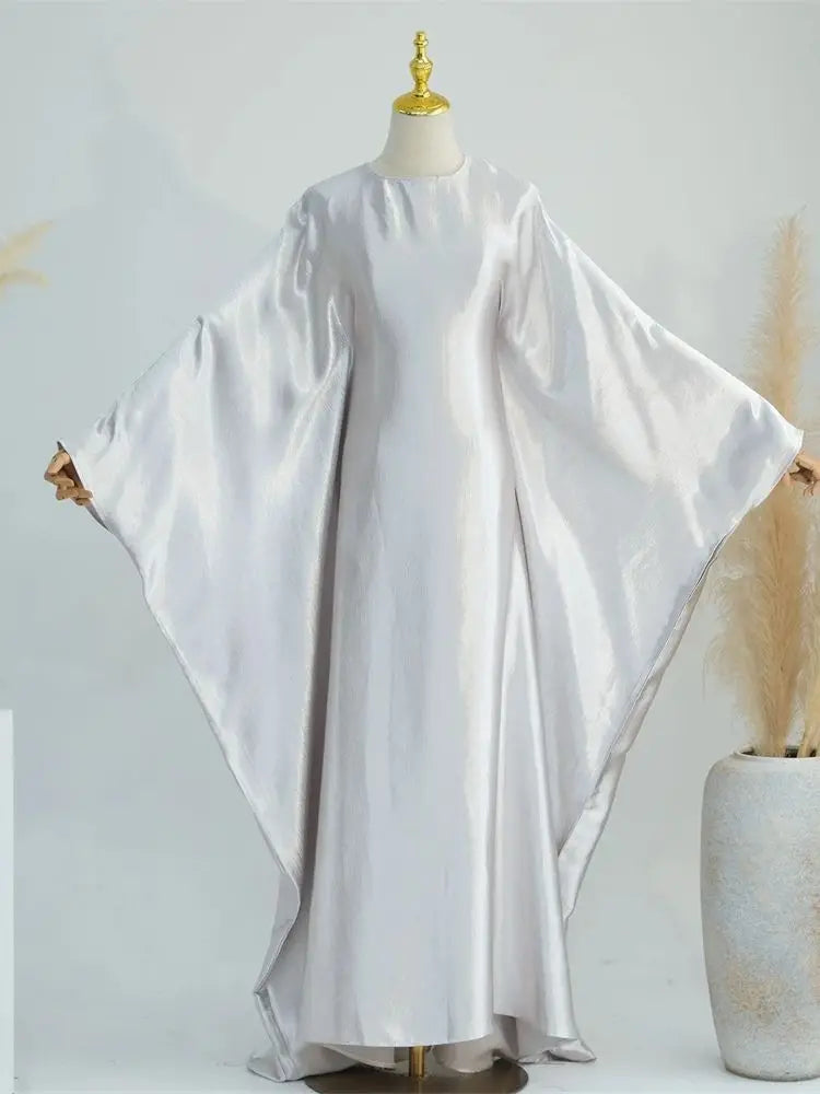 Eid Batwing Satin Shimmer Soft Crepe Abaya Dubai Luxury 2024 Islam Muslim Maxi Kaftan Dress Kebaya Abayas For Women Vestidos
