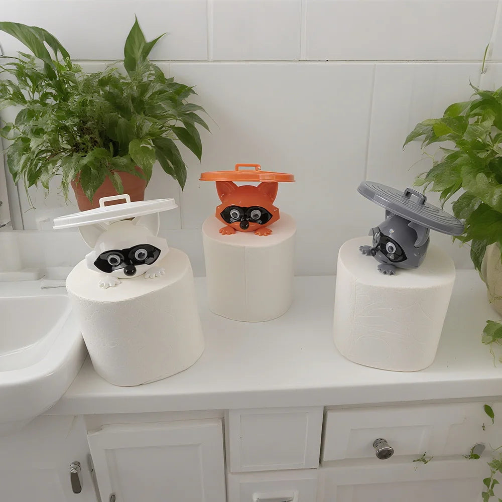 Lustiger Waschbär-Toilettenpapierhalter, Badezimmer-Organizer, niedlicher Waschbär-Rollen-Aufbewahrungshalter für Badezimmer, Toilettenpapierhalter