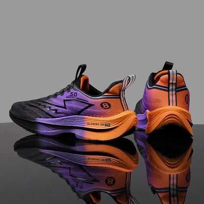 Men Sport Shoes Professional Cushioned Carbon Plate Running Shoes Breathable Lace-up Casual Sneakers Marathon Athletic Footwear