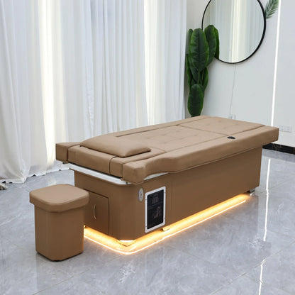 Elektrisches Lift-Shampoo-Bett, All-in-One-SPA-Salonmöbel mit Massage- und Wassercirculation, Waschbecken, Kopfbegasung und Fußbad