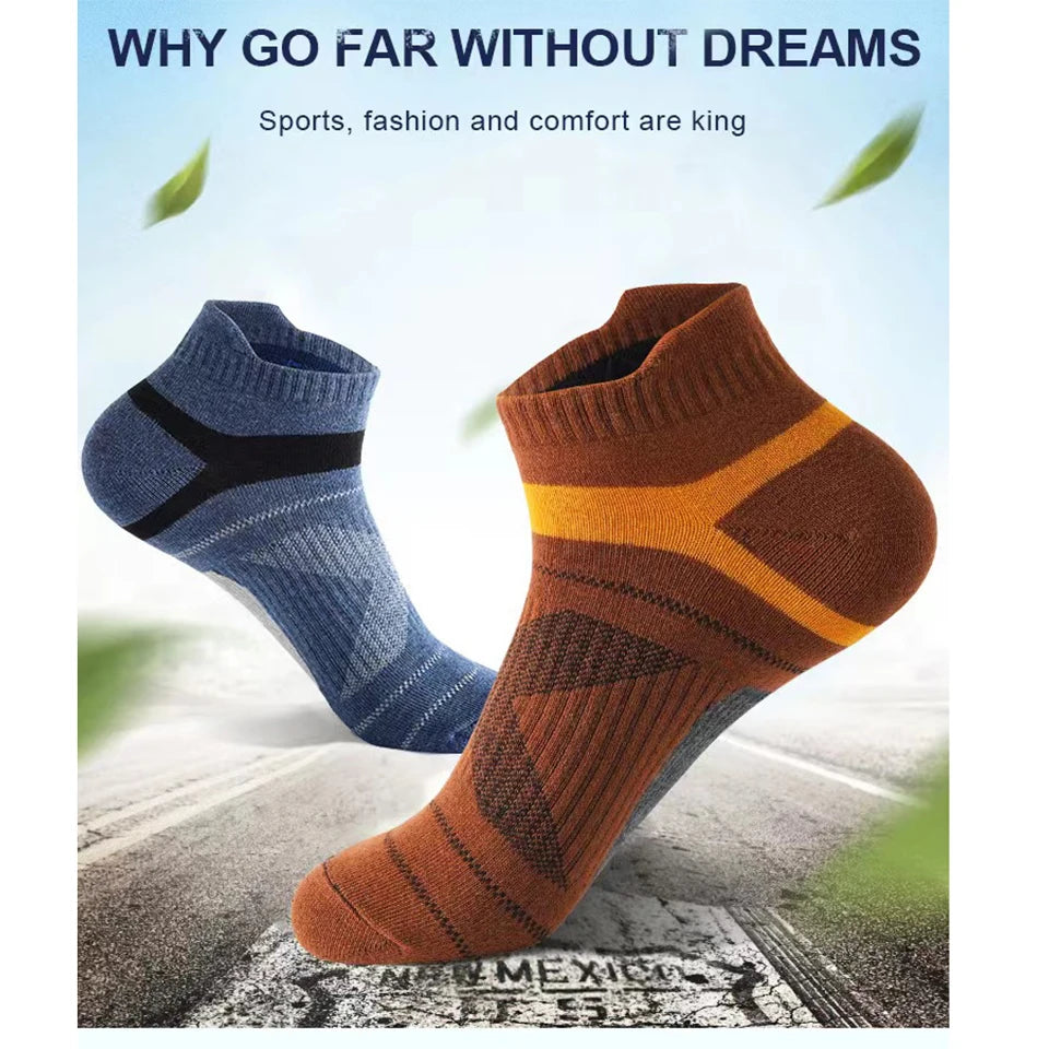5 Pairs High Quality Socks Men Summer Outdoor Casual Cotton Socks Short Breathable Black Ankle Socks Run Sports Socks Size 38-45.