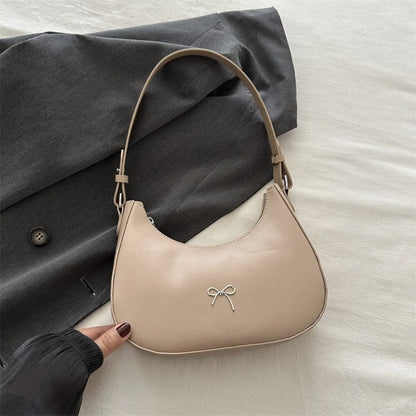 Bowknot Armpit Bag Korean Underarm Bag Luxury PU Leather Y2K Handbag Girls Shoulder Bag