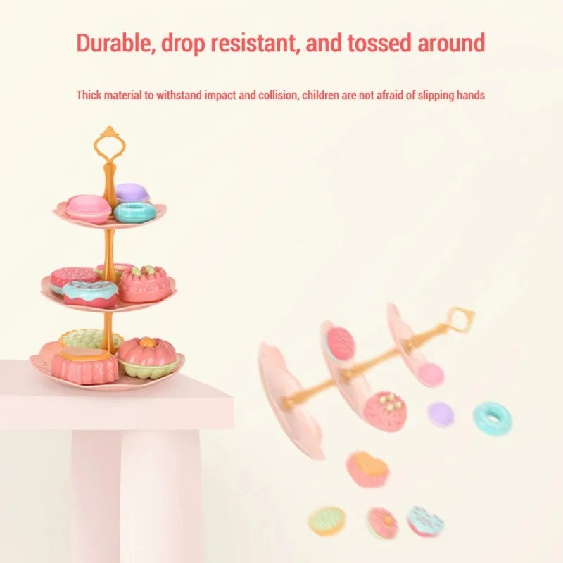 DIY Simulation Tea Food Cake Set Play House Kitchen Afternoon Tea Game Toys Gifts Pretend Play Toy For Children Kids Girls Gift.