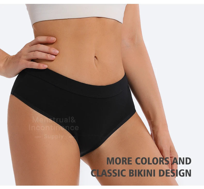 Menstrual Panties Bamboo Fiber Reusable Breathable 4-Layer Leakproof Protection Period Underwear Fast Absorbent.