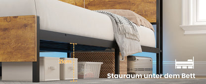 140x200 mit Gitterrahmen, integrierte LED-Beleuchtung und Ladestation (2 AC-Steckdosen, 2 USB-Anschlüsse), Bett 140x200 Mit Lattenrost Au