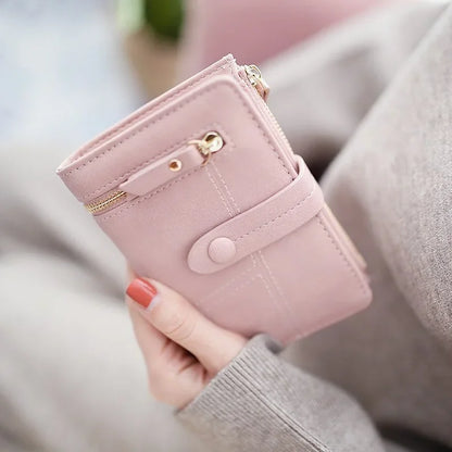 Personalized Name Women’s Short Wallet -Customize Name Multifunctional Solid Color Stitching Buckle，Multi-Card Slot Coin Purse
