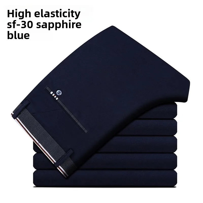 Men's Travel Dress Pants Stretch, No Iron Required Business Trousers, British Classic Slim Fit Lightweight Office Work Pants