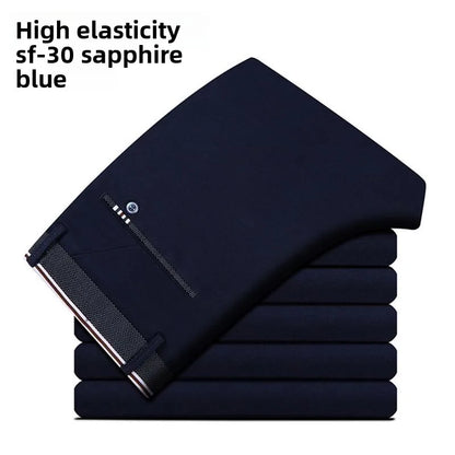 Men's Travel Dress Pants Stretch, No Iron Required Business Trousers, British Classic Slim Fit Lightweight Office Work Pants