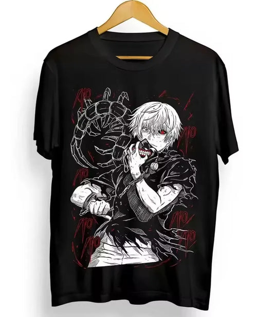 Tokyo Ghoul T Shirt Ken Kaneki TShirt Japanaise Manga Anime T-shirt Y2k Clothes High Quality Cotton Streetwear Male.