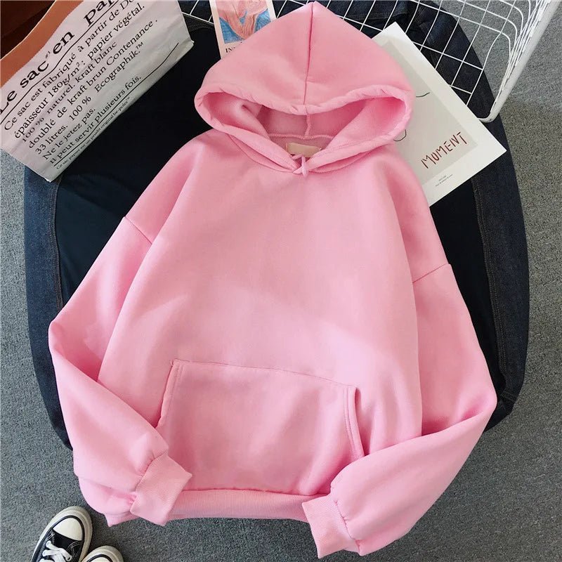 2024 herbst Casual frauen Solide Hoodie Komfortable Stretch Sweatshirts Lose Tasche Warme Kleidung Mode Straße Weibliche Pullover.