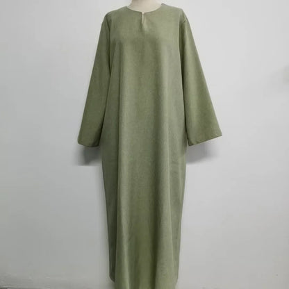 Lockeres, elegantes, reines, langes Kleid im Nahen Osten-Stil für Damen in Übergröße, schlanker Midirock, lässiges, bequemes Maxikleid | H&D Shop