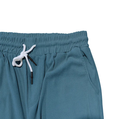 Sommer neue europäische und amerikanische Handel große Herren einfarbig Set mit Kragen, Kurzarm, Reiß verschluss Hosen Set, 2 Stück